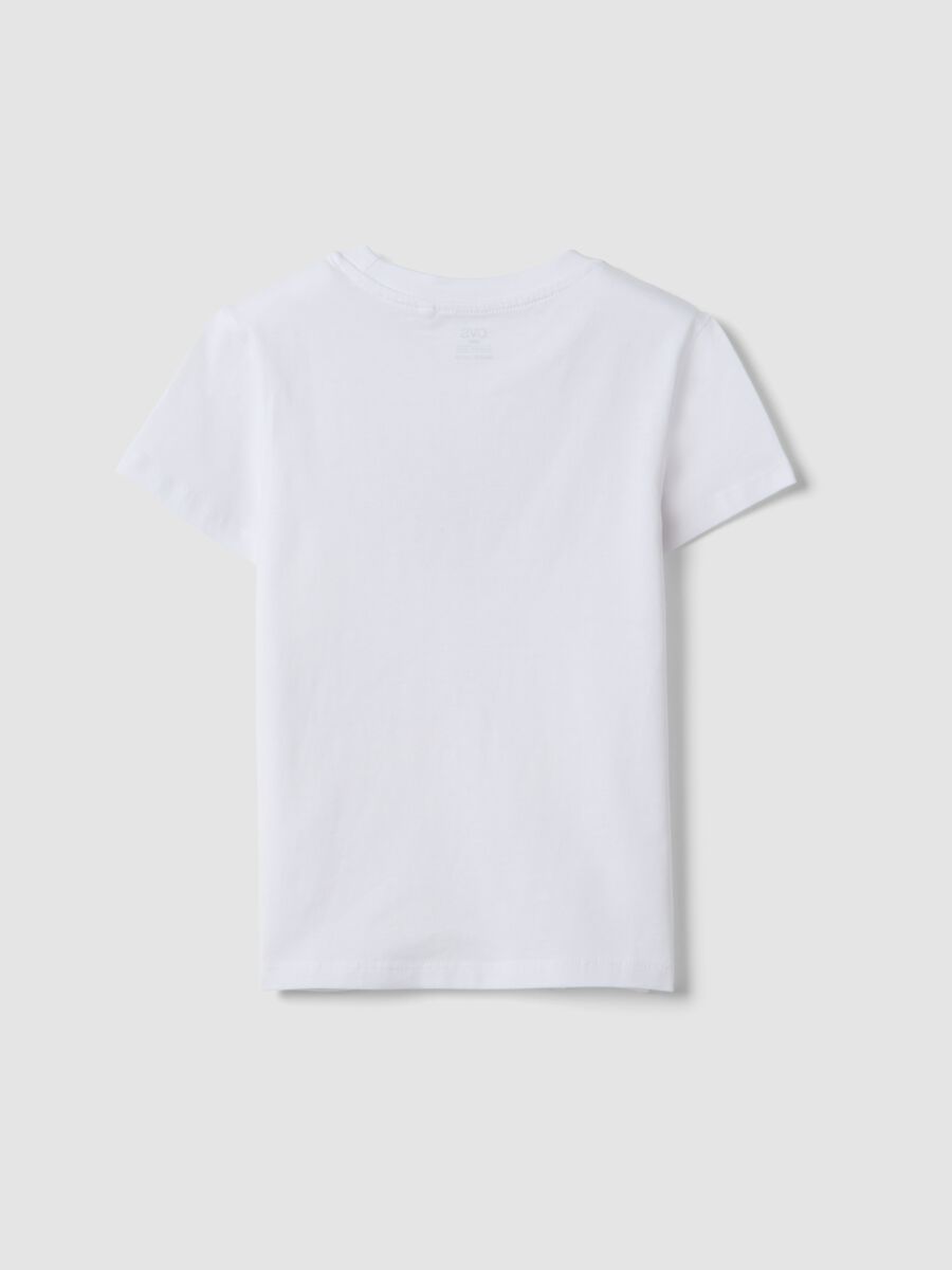 T-shirt bianca in cotone organico a maniche corte per ragazza regular fit_1