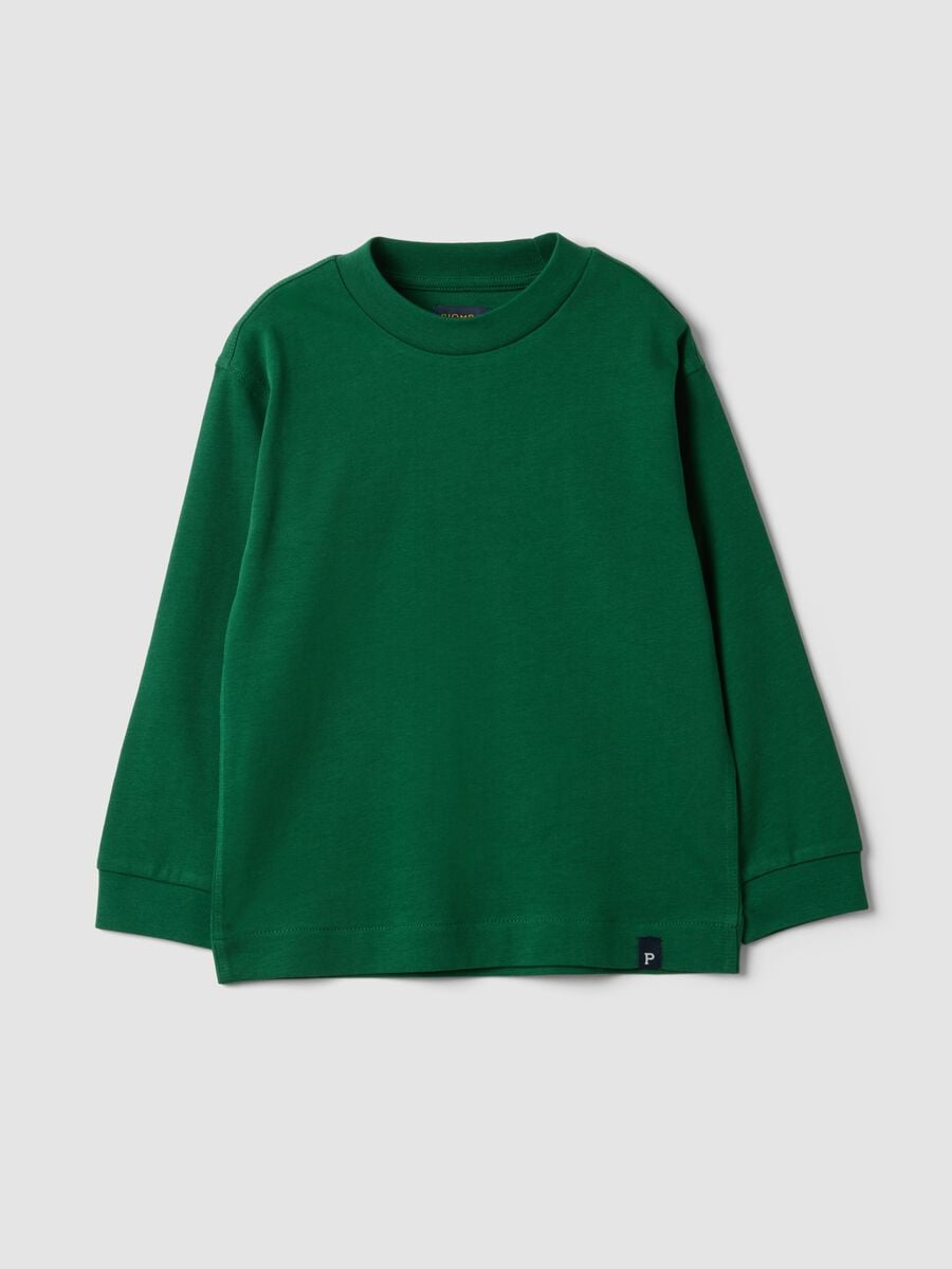 Gr&uuml;nes Langarm-T-Shirt aus reiner Baumwolle mit Rundhalsausschnitt f&uuml;r Jungen_0