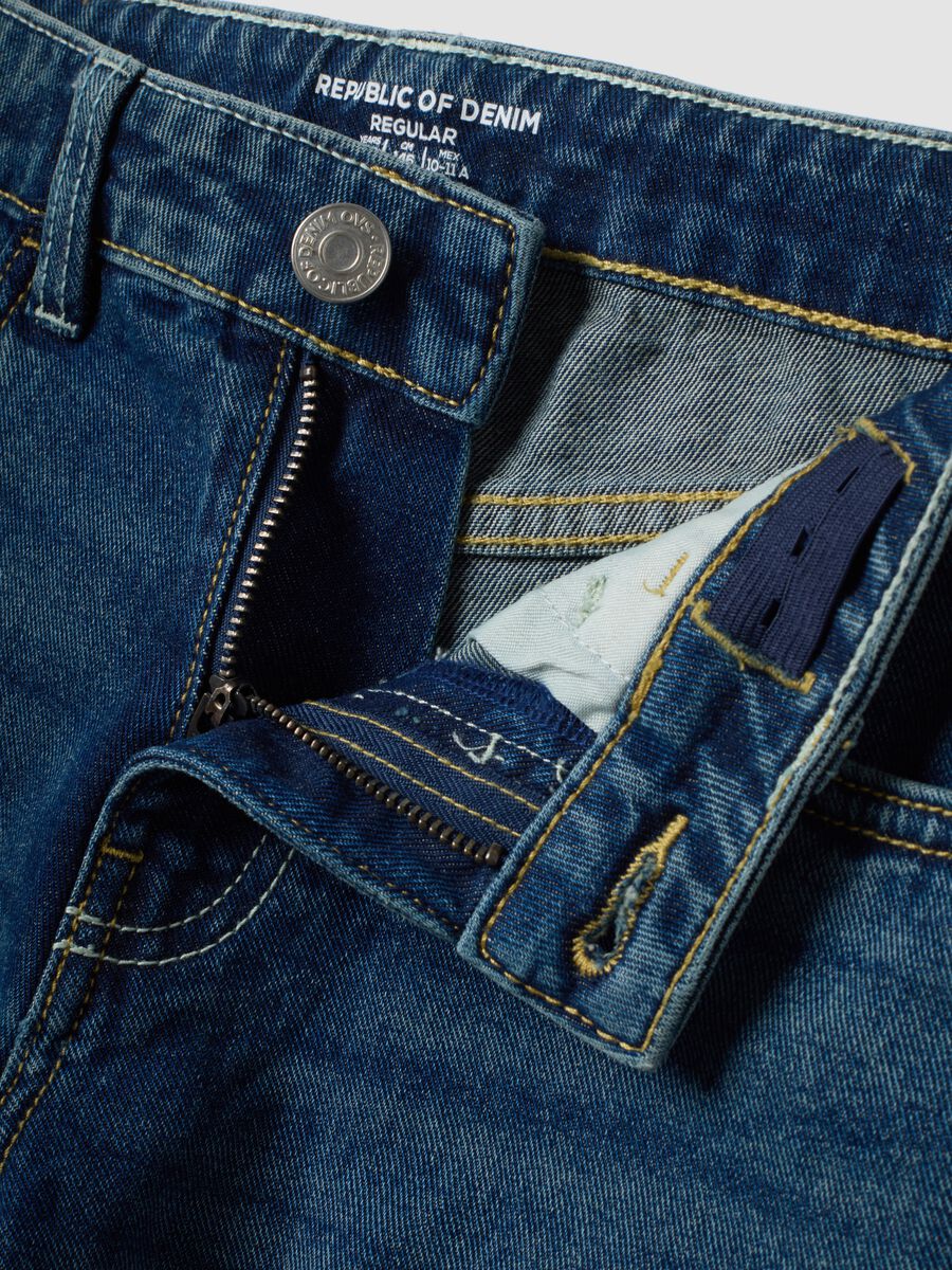 Blue pure cotton regular-fit jeans for boys_4