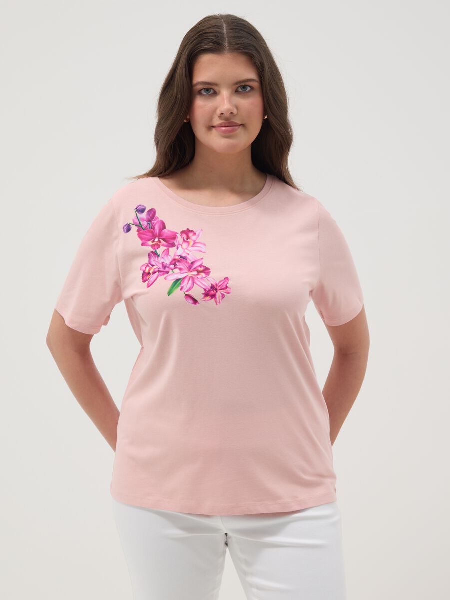 Rosa T-Shirt aus reiner Baumwolle, Regular Fit mit Druck_0