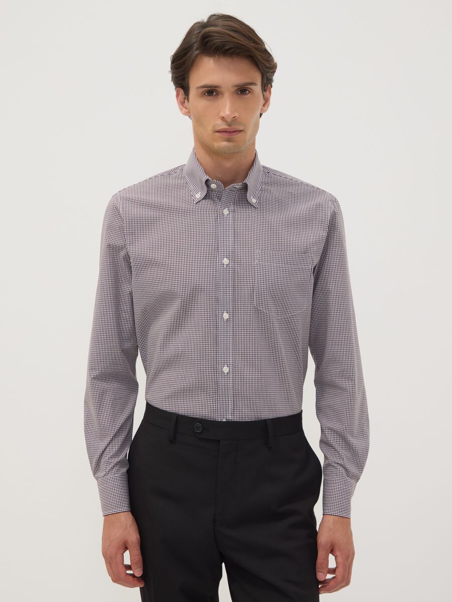Easy-iron multicolour cotton-blend shirt with button-down collar, regular fit_0