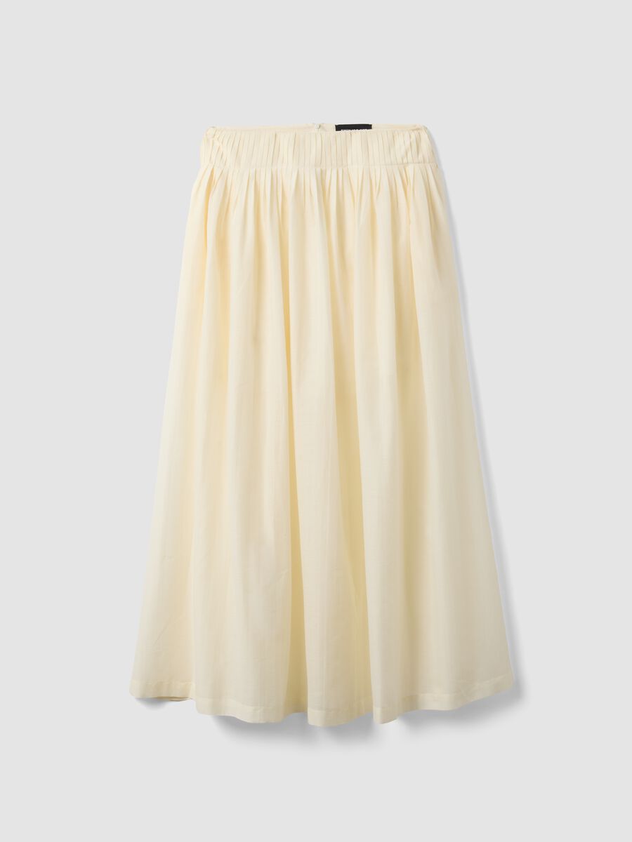 Beige pure cotton midi skirt_0