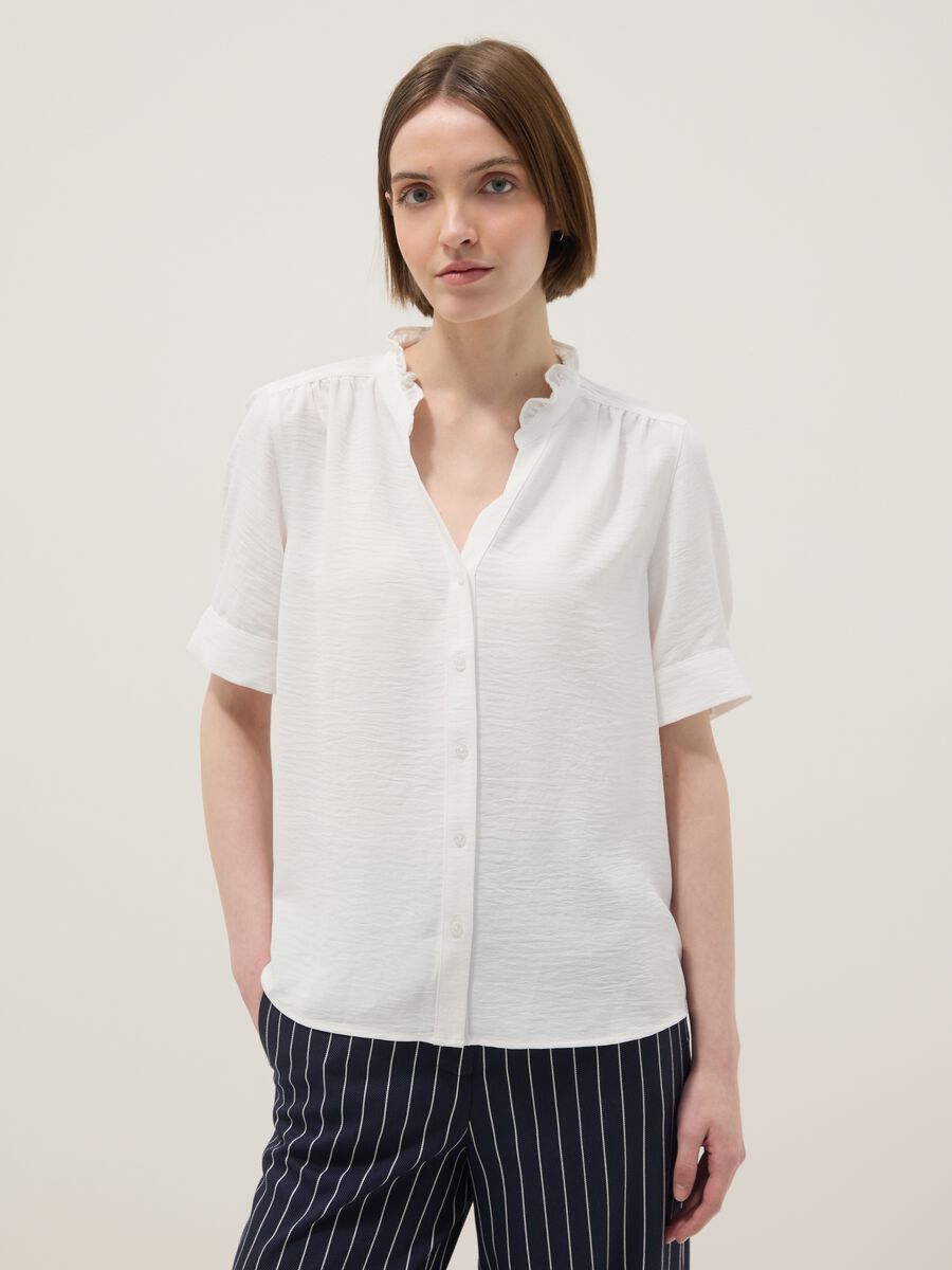 White short sleeve pure cotton shirt regular fit_3