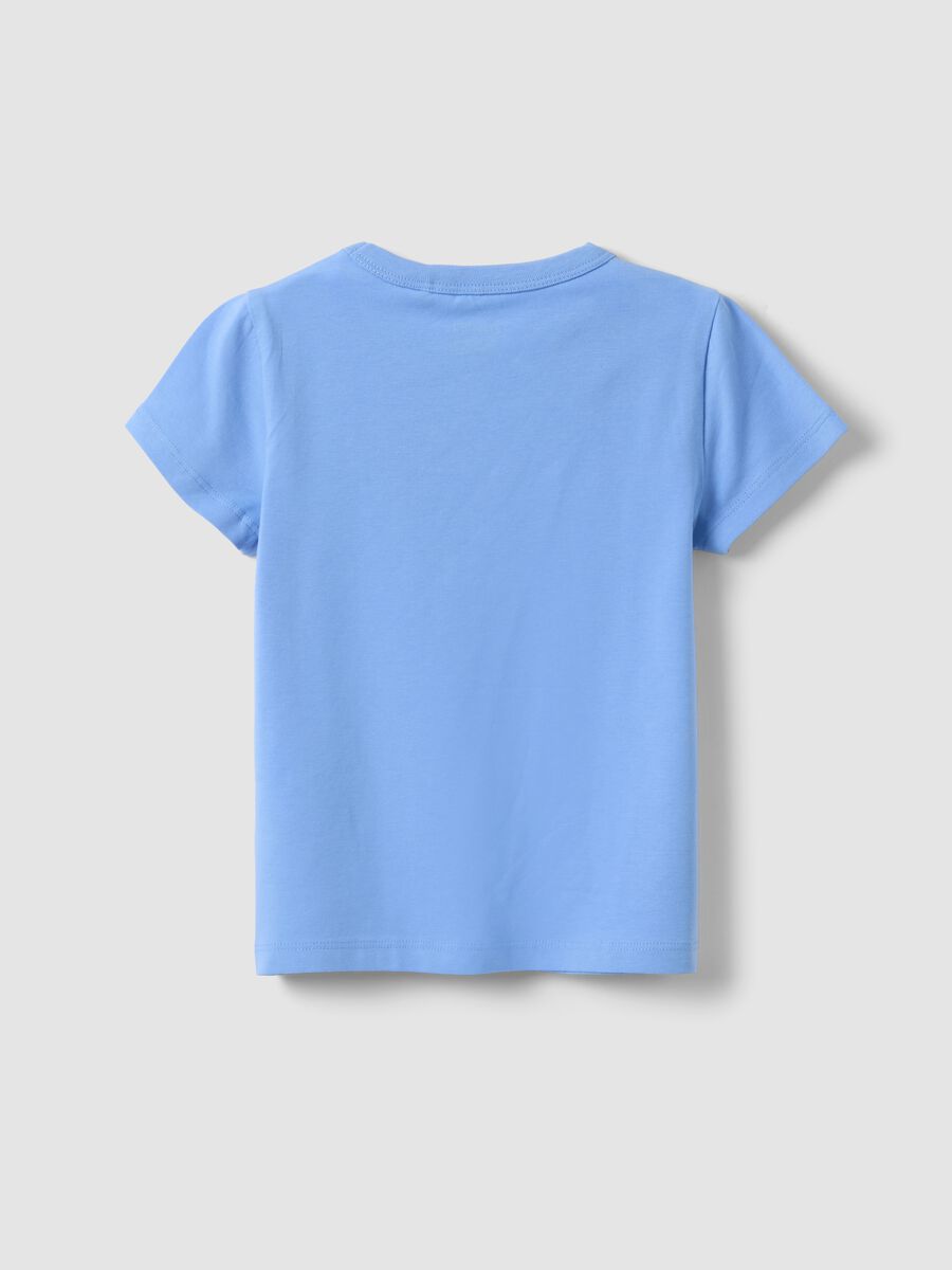 Girls' light blue stretch cotton T-shirt, regular fit_1