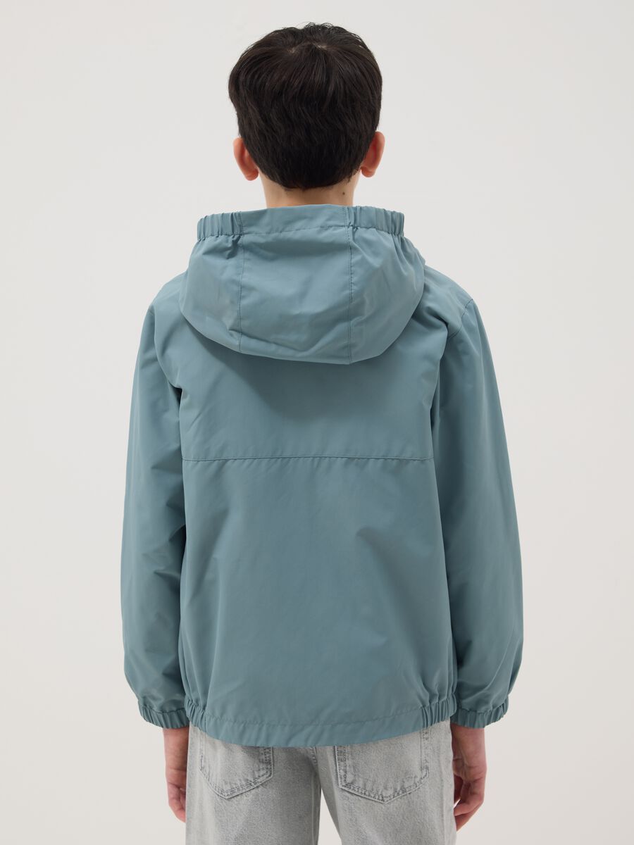 Boy's Regular Fit Blue Jacket with Hoodie_2