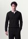 T-shirt nera in misto viscosa a nido d'ape regular fit_0