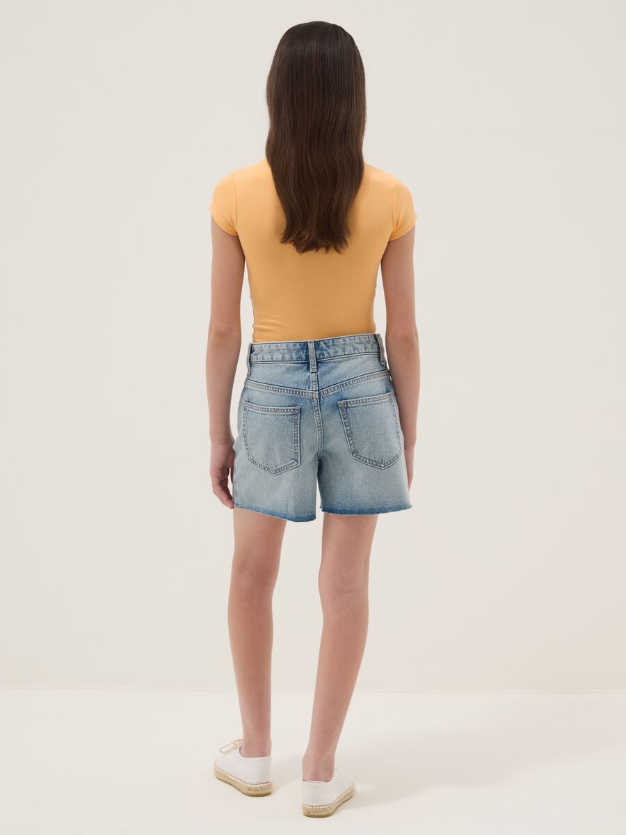 Blaue Denim-Shorts aus reiner Baumwolle f&uuml;r M&auml;dchen, Straight Fit_1