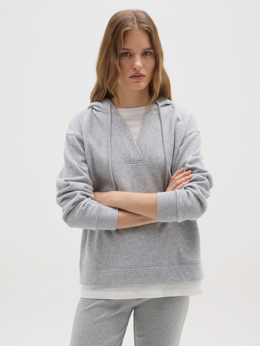 Grey cotton blend sweatshirt with regular fit_0