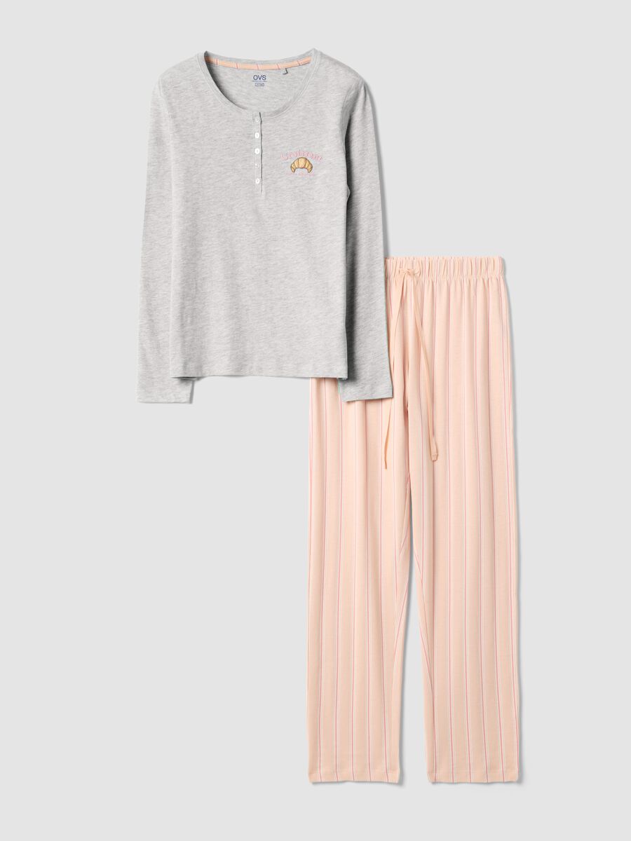 Regular fit multicolour pure cotton pyjamas with croissant_4