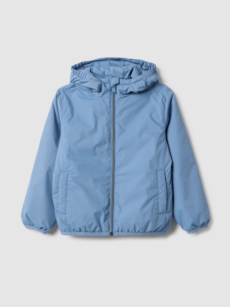 Blaue Stoffjacke f&uuml;r Kinder im Regular Fit mit Kapuze_0