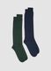 Bipack di calze lunghe blu e verdi in cotone elasticizzato_0