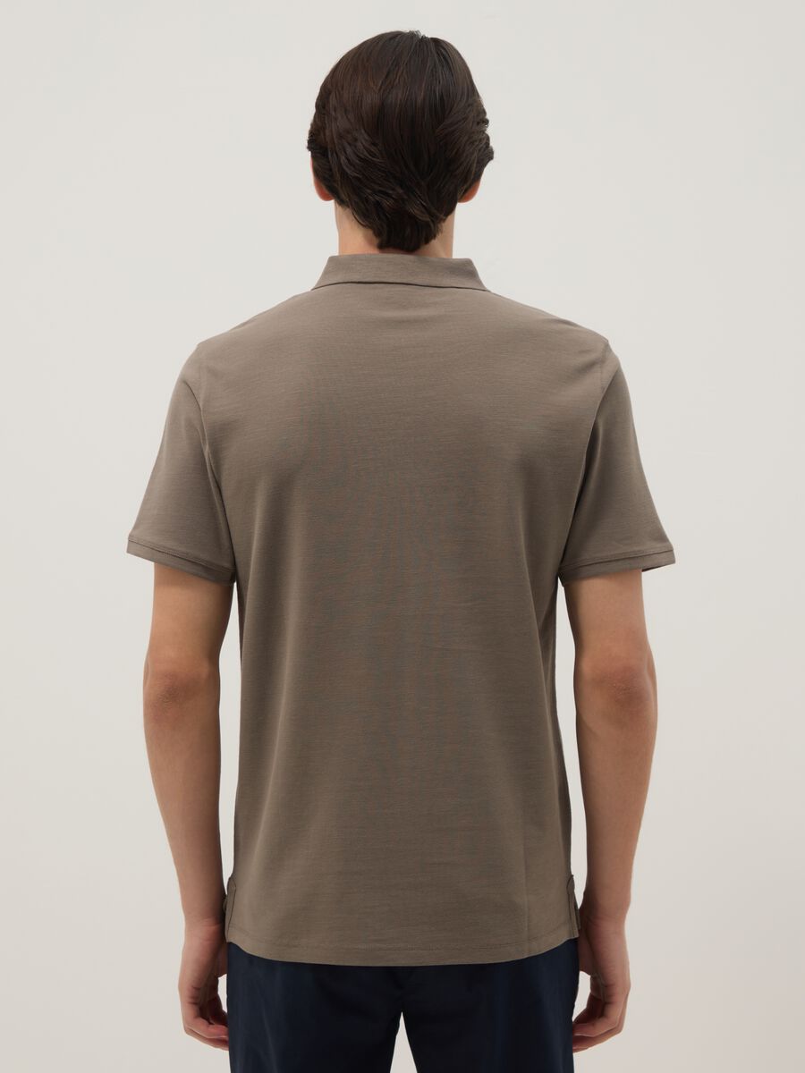 Regular fit brown pure cotton polo_2