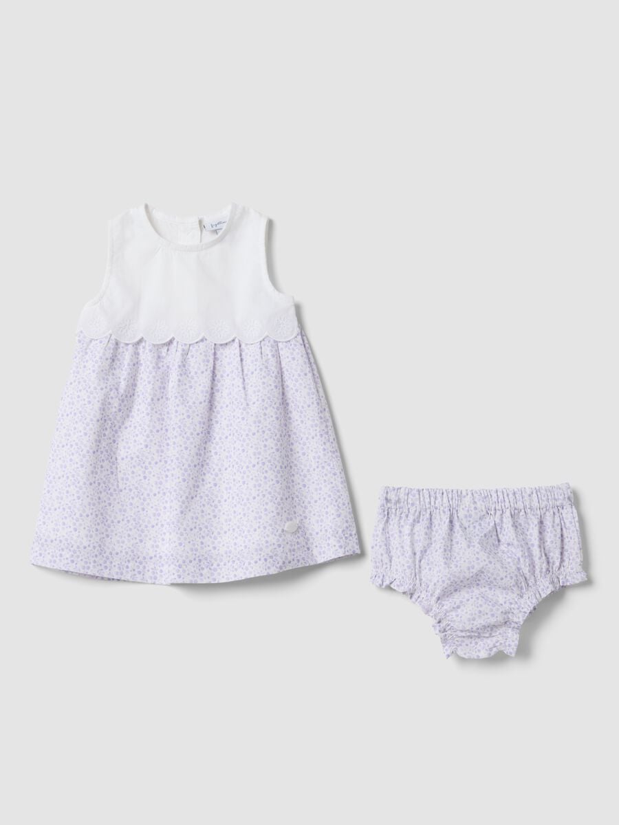 White pure cotton set with dress and matching bloomers_0