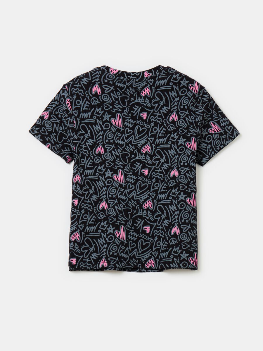 Printed cotton stretch T-shirt_1