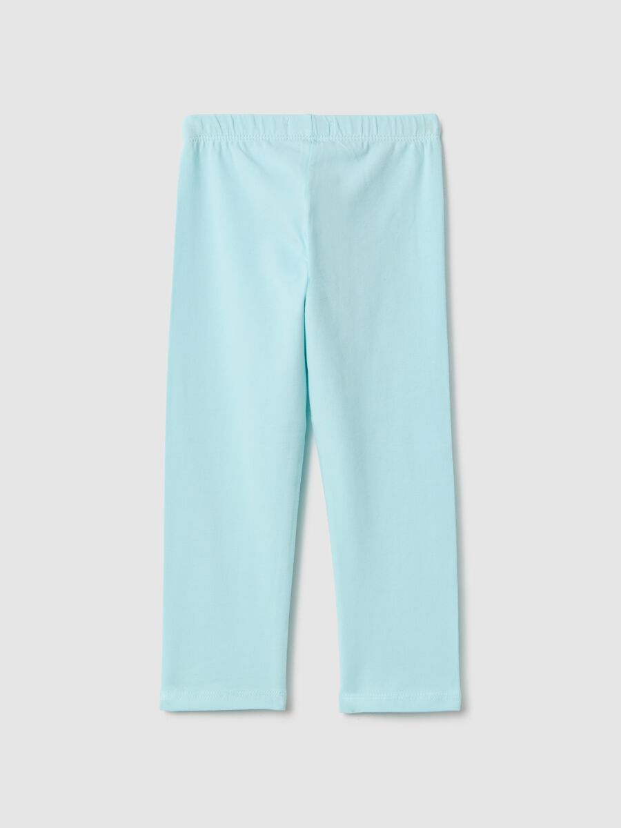 Leggings azuis slim fit de algod&atilde;o el&aacute;stico para menina com estrela_1