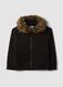 Felpa nera in tessuto elasticizzato con girocollo relaxed fit_0