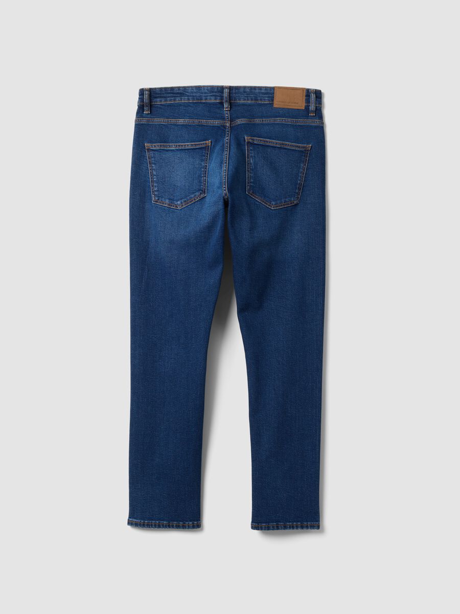Blaue Slim-Fit-Jeans aus Stretch-Baumwolle_5