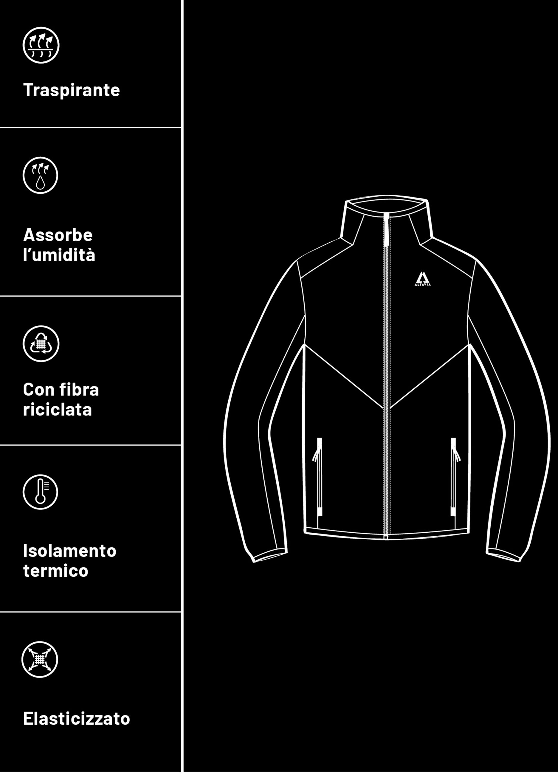 Altavia full-zip sweatshirt with high neck in technical fabric