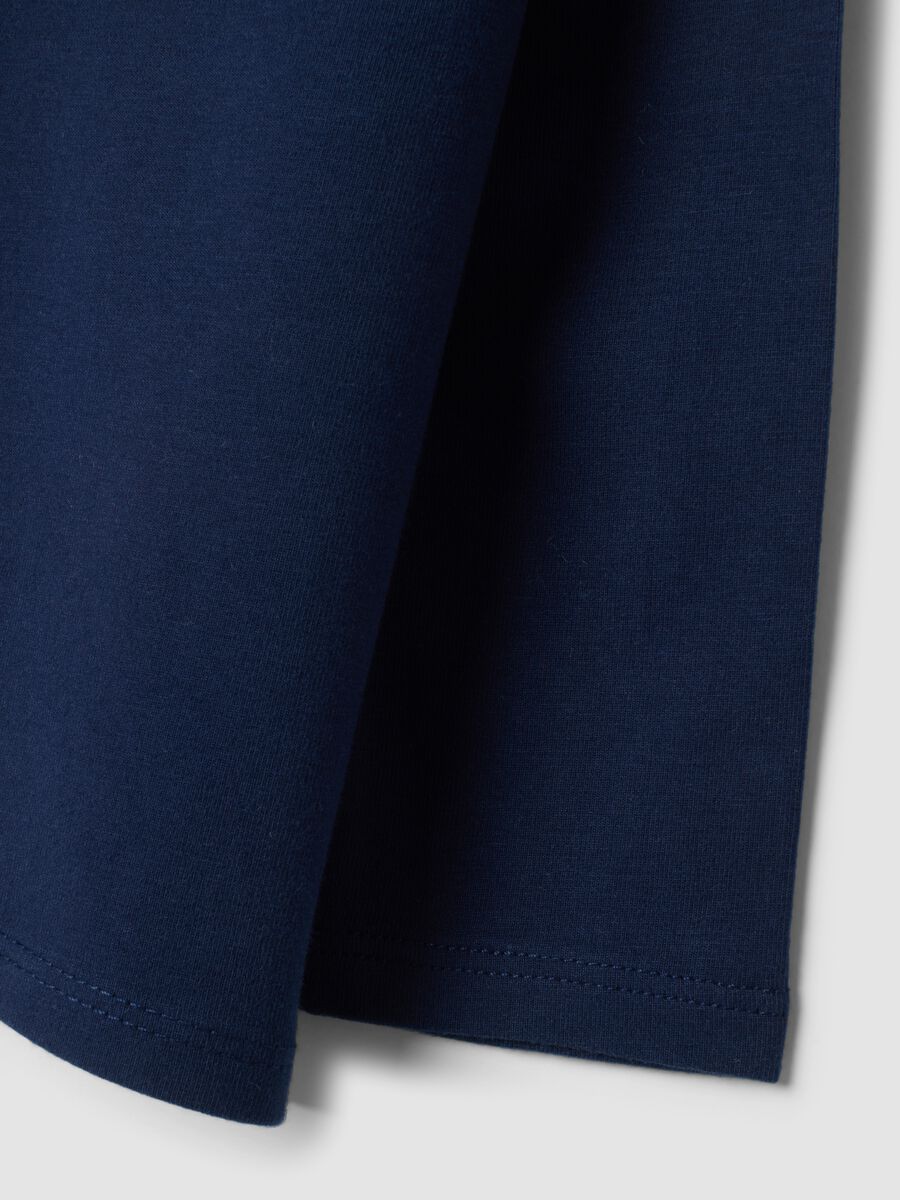 Maglia blu notte in cotone organico elasticizzato girocollo_3