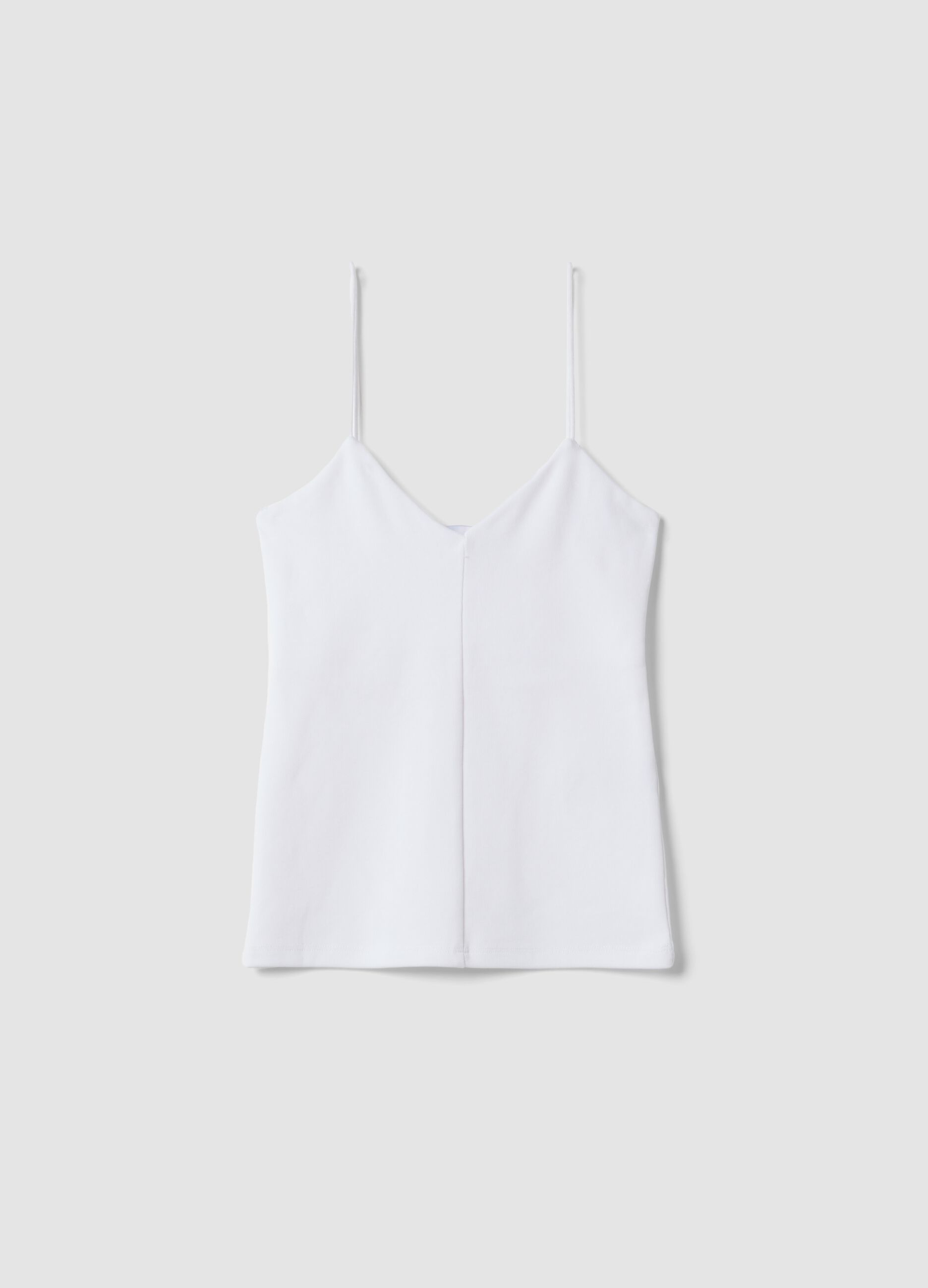 White organic cotton tank top with thin straps
