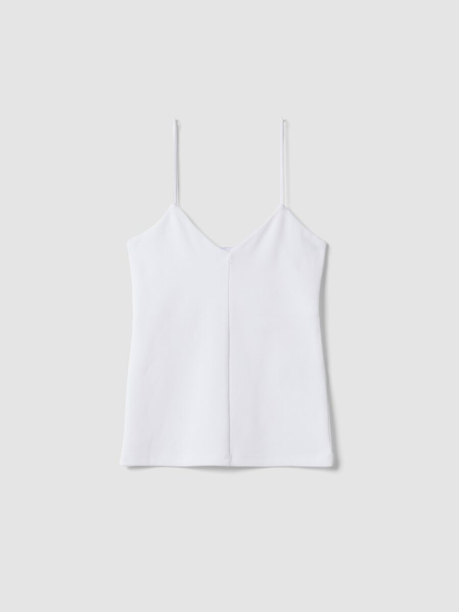 White organic cotton tank top with thin straps_0