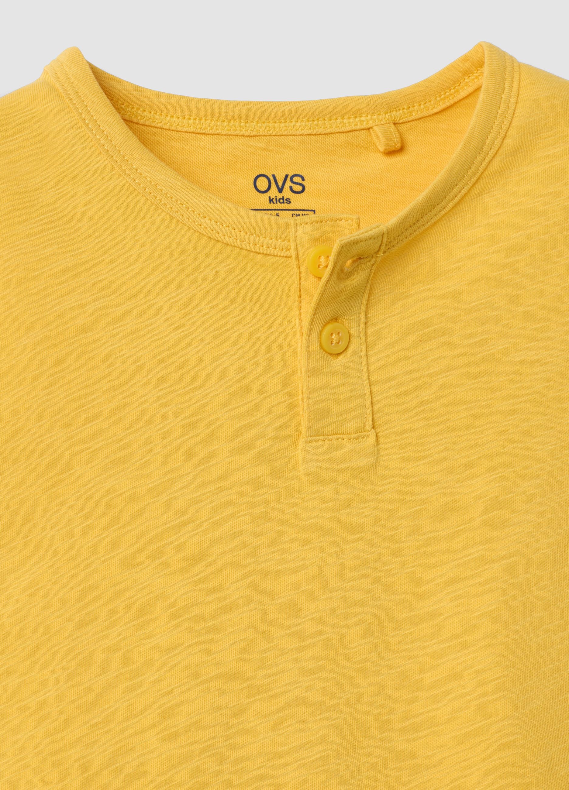 Yellow pure cotton vest top with buttons