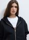 Black stretch viscose full-zip hoodie, oversized fit_2