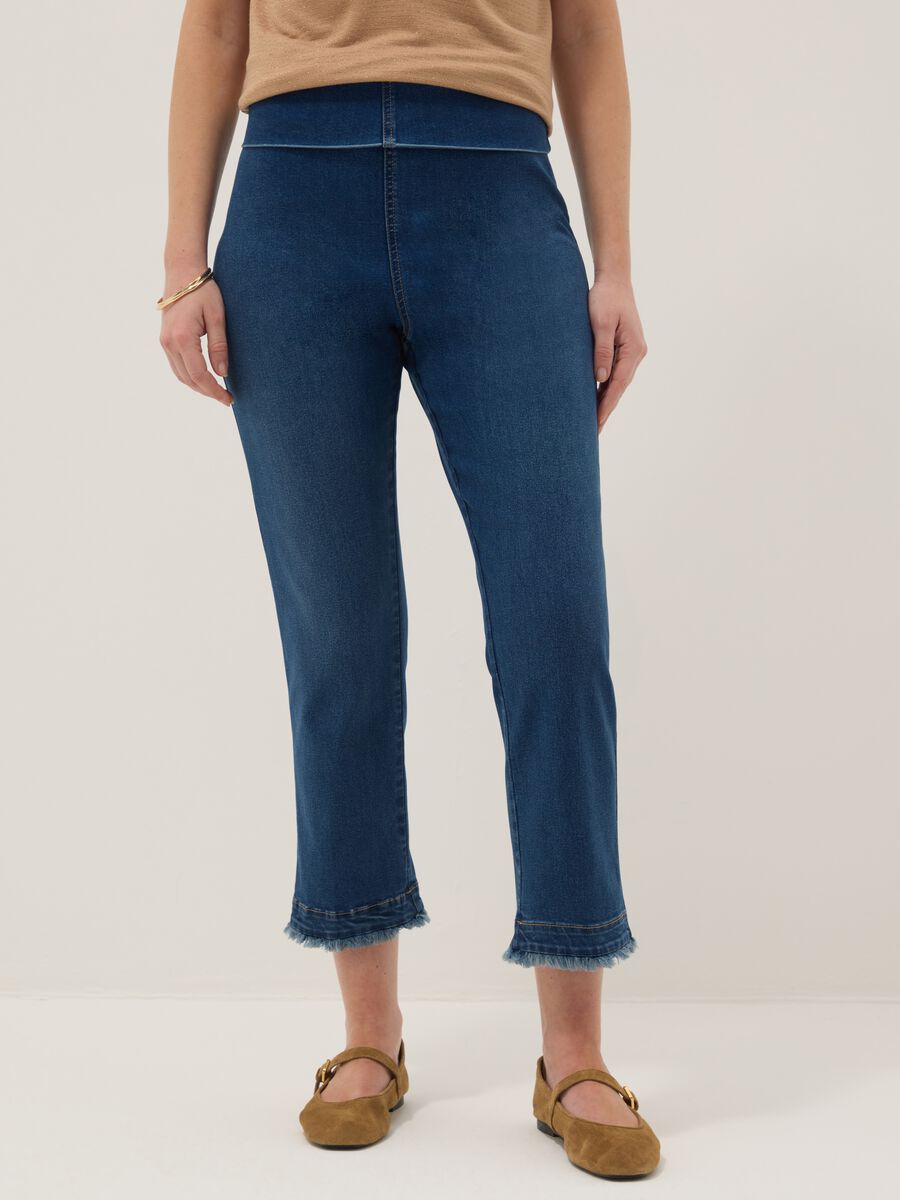 Pantaloni slim premaman blu in cotone elasticizzato_1