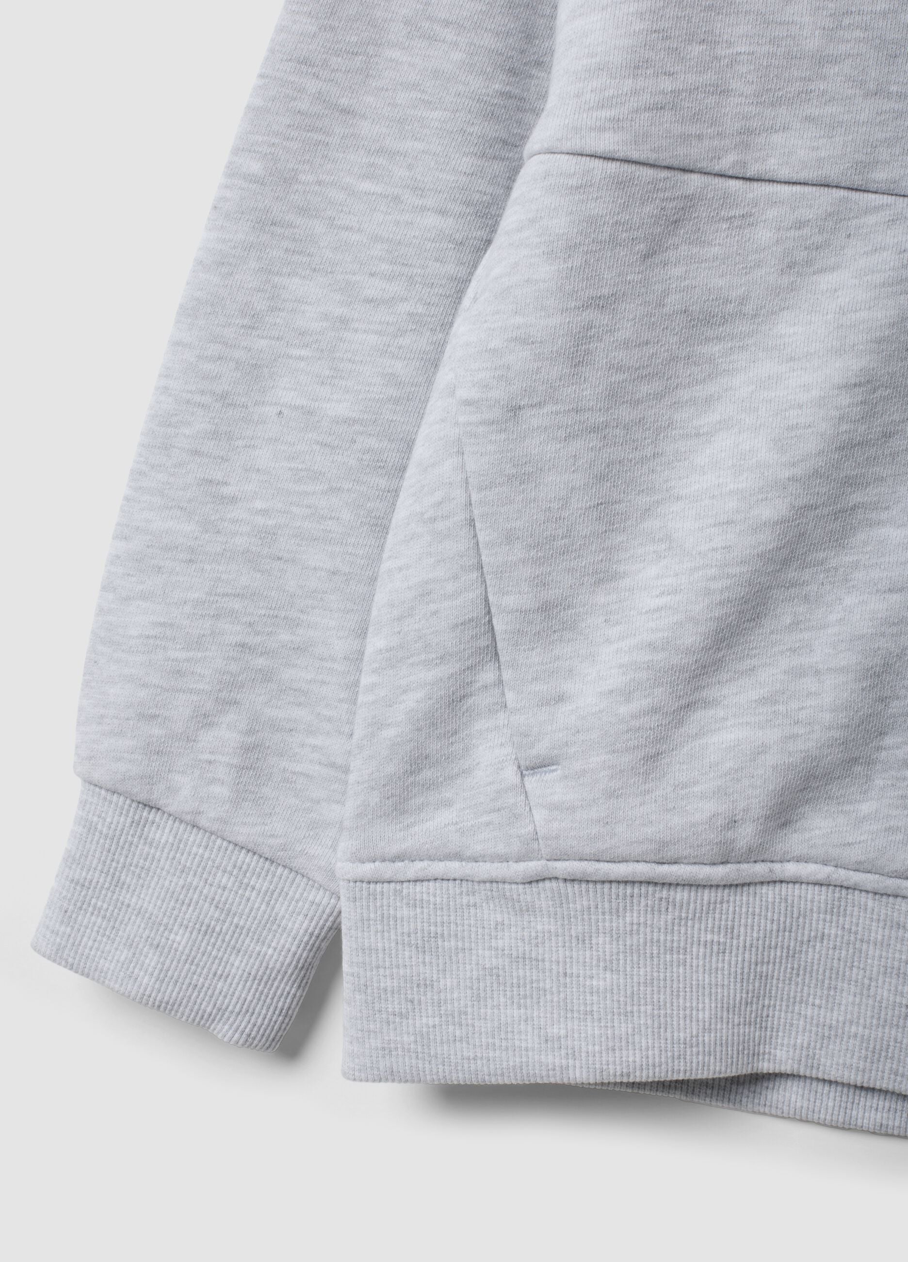 Grey organic cotton hooded sweatshirt with oversized fit for boys