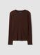 Brown long-sleeve pure cotton T-shirt_4