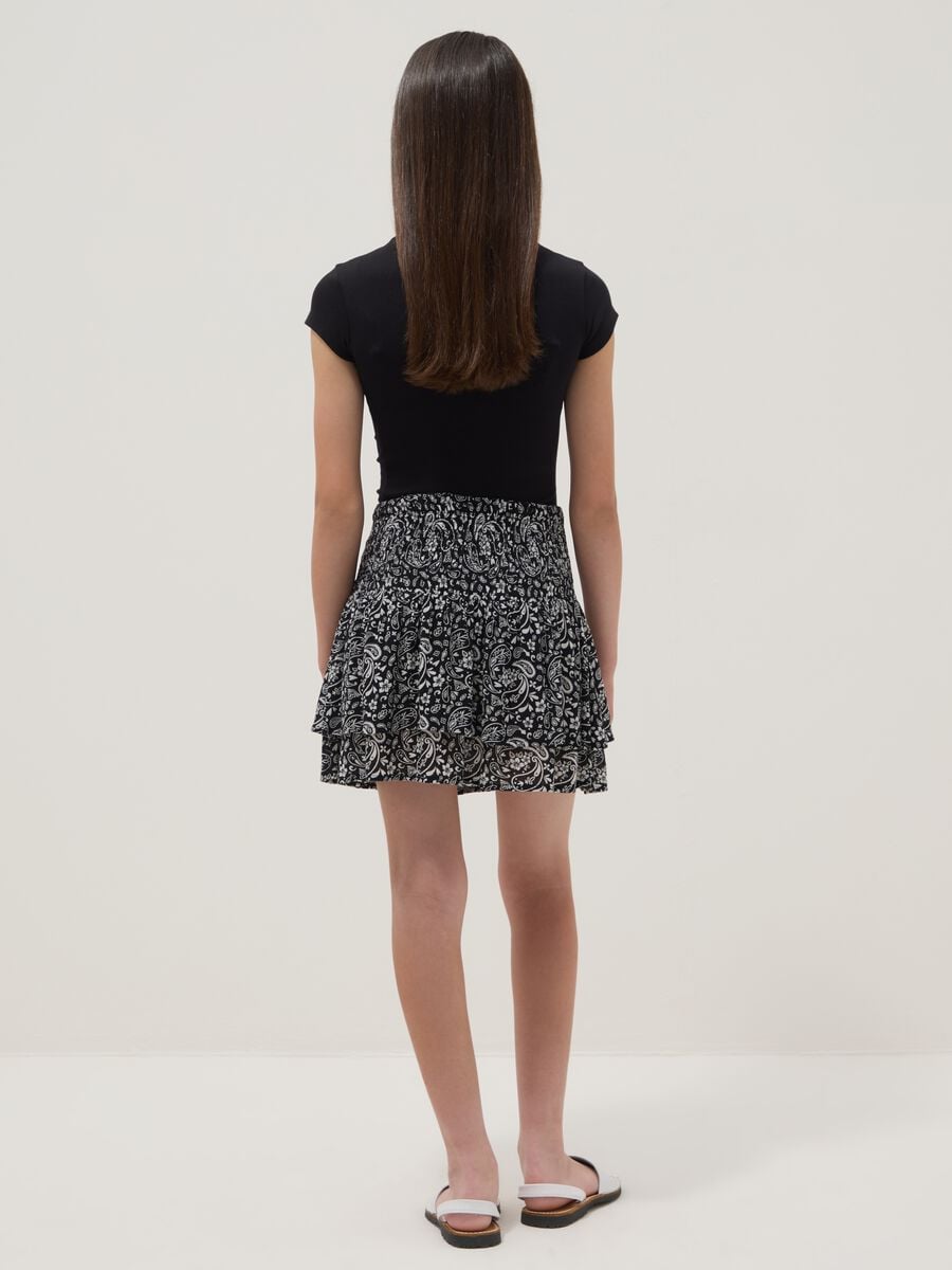 Falda mini multicolor de viscosa pura para ni&ntilde;a con estampado paisley_1