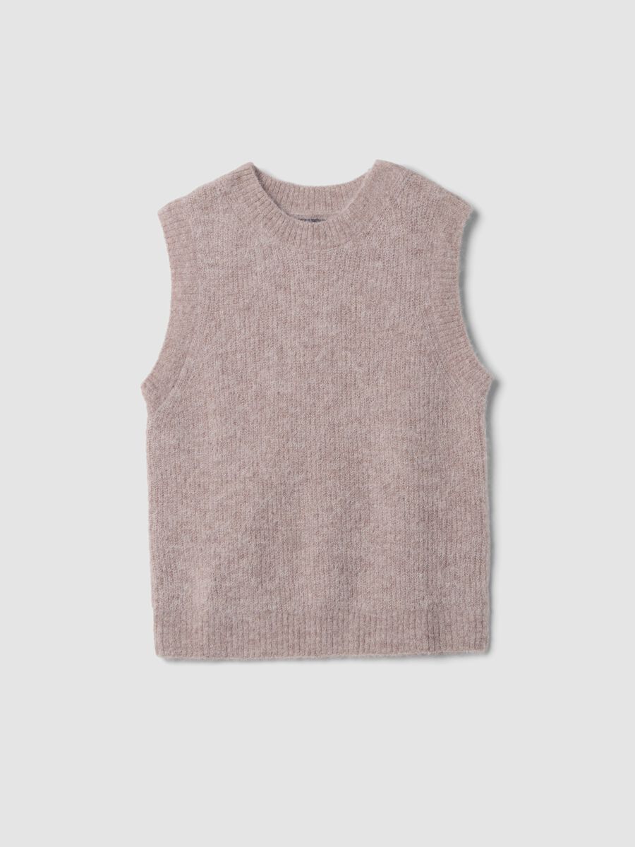 Pink alpaca and stretch wool crew-neck gilet_0