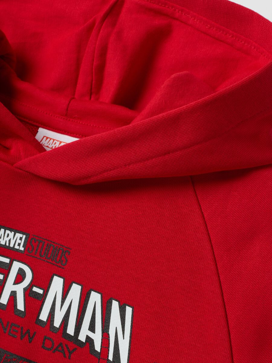 Red oversized cotton-blend hoodie with Spider-Man print for boys_2