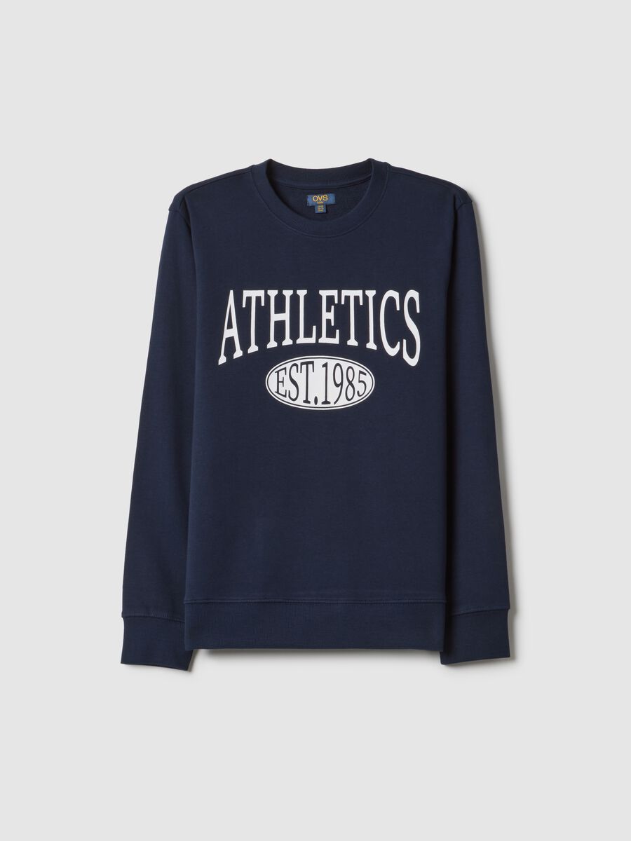 Boys' regular fit blue crew neck sweatshirt in pure cotton with print_3