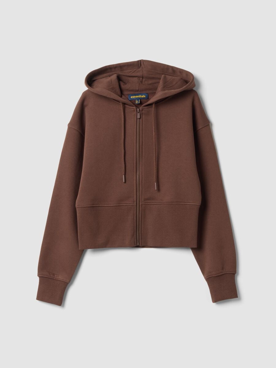 Brown fitted cotton-blend hoodie_4