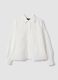 White pure cotton shirt with floral embroidery, regular fit_0