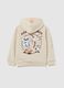 Beige children's hoodie in pure cotton with print_1