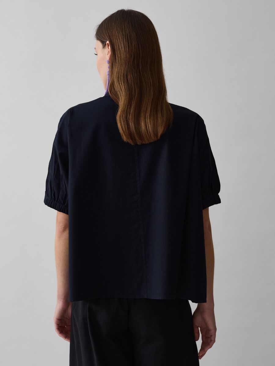 Poplin blouse with puff sleeves_2