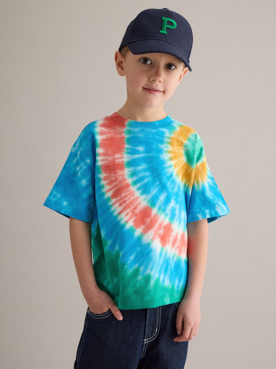 Children's blue pure cotton baseball cap with embroidered P_1