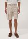Beige stretch cotton cargo bermuda shorts_1