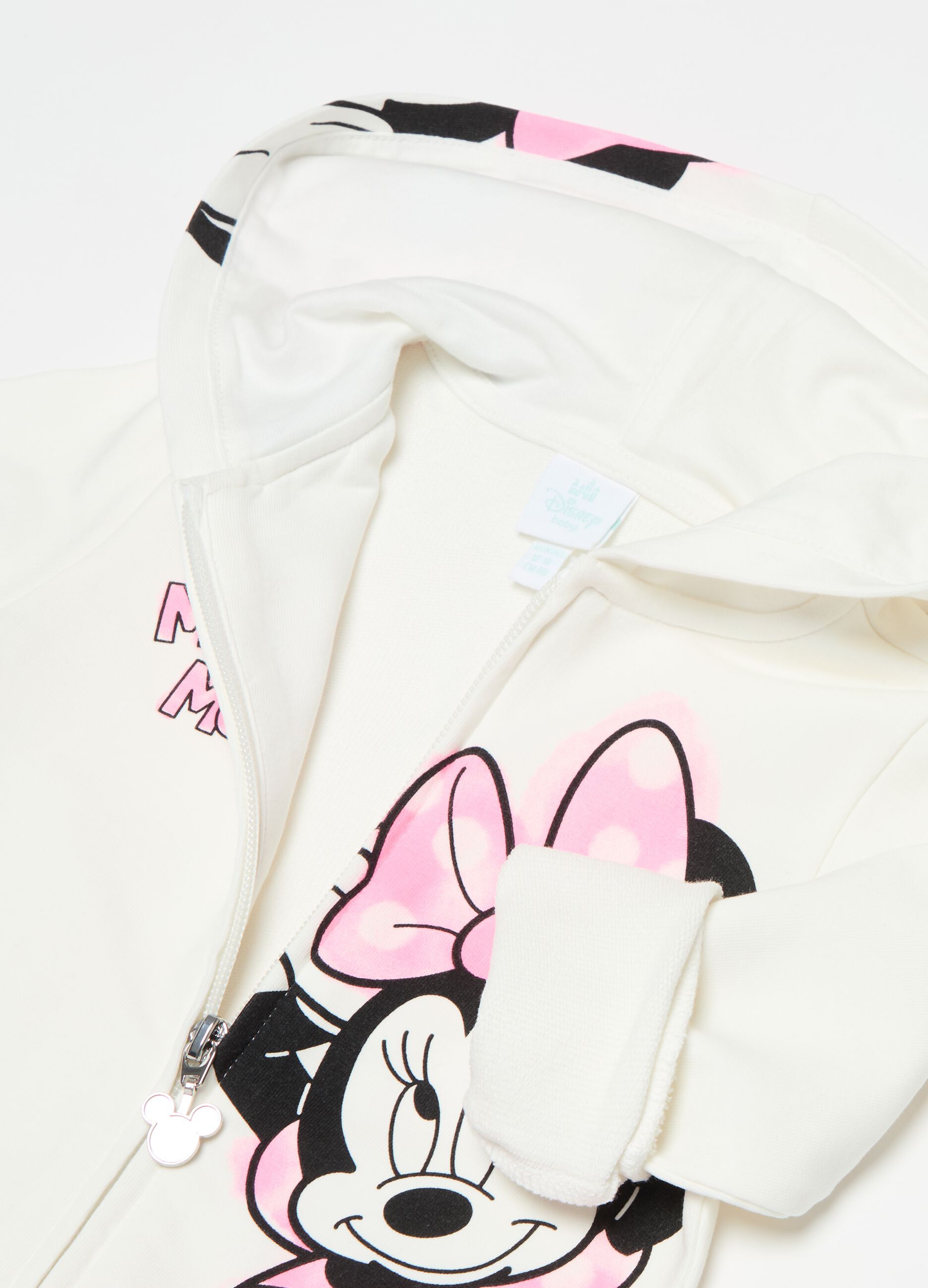 Full-zip sweatshirt with hood and Minnie Mouse print