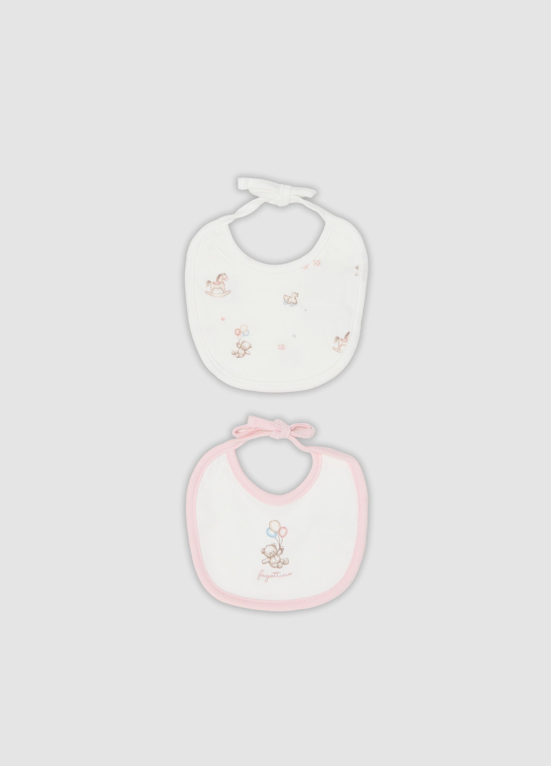 2er-Pack L&auml;tzchen in Wei&szlig; und Rosa aus reiner Bio-Baumwolle mit Prints f&uuml;r Babys