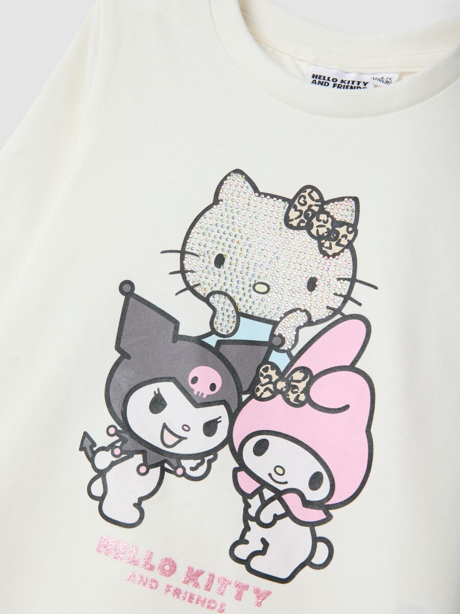 White stretch cotton Hello Kitty print T-shirt for girls_2