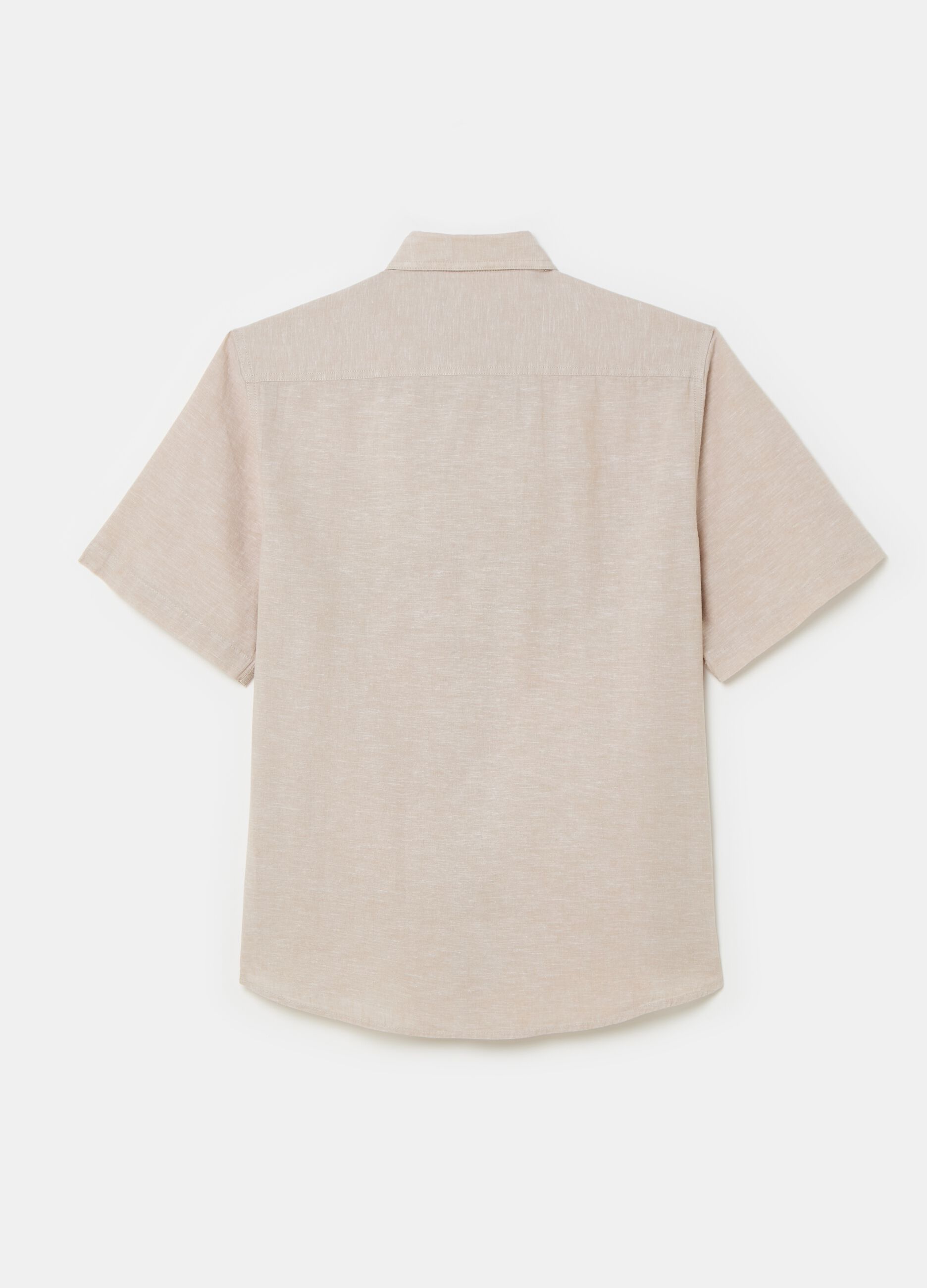 Linen and cotton short-sleeved shirt