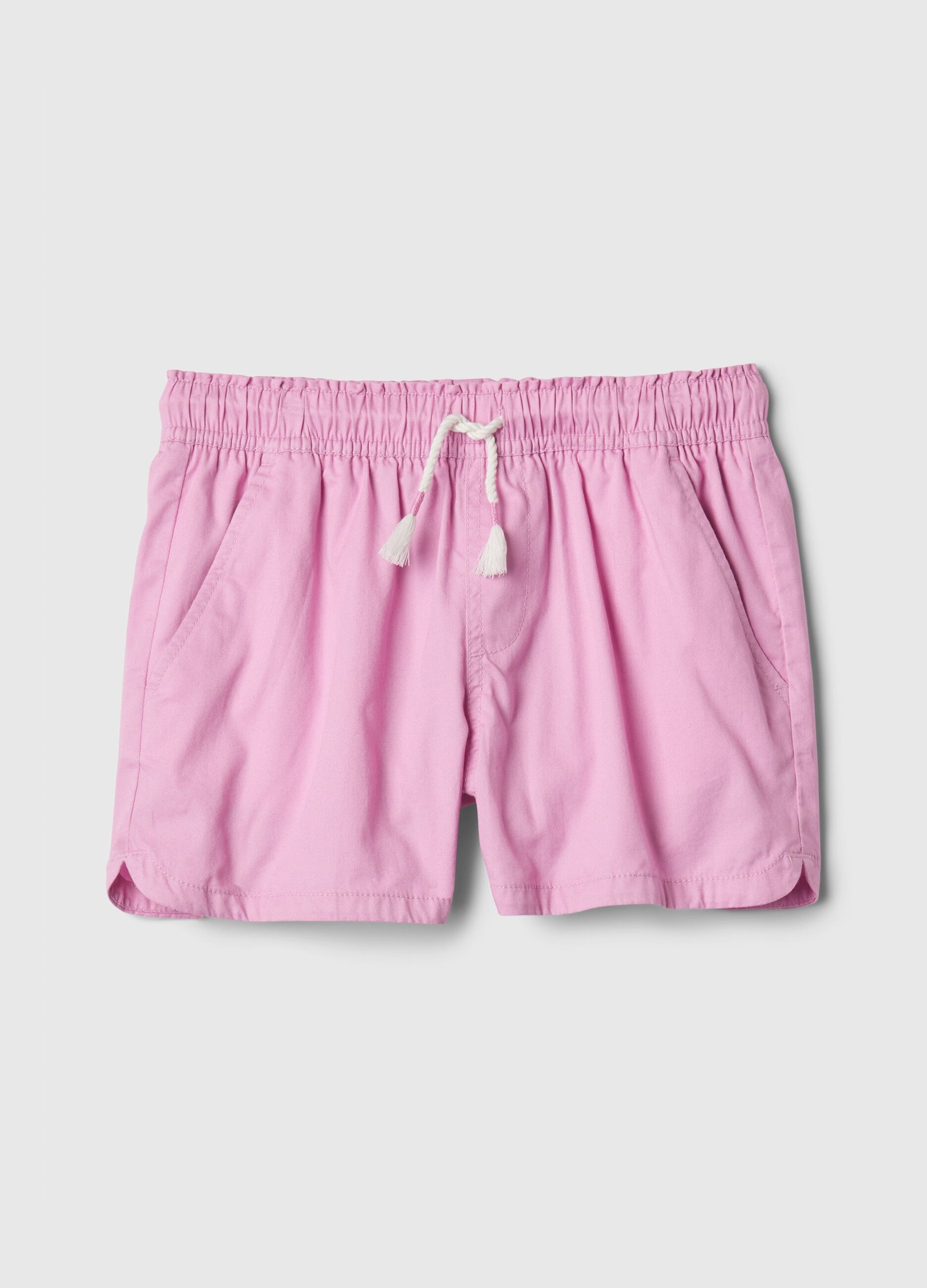 Shorts with drawstring and tassels