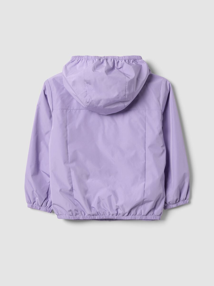 Purple hooded rain jacket with zip for girls, regular fit_1