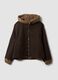 Chocolate brown hooded jacket, regular fit_0