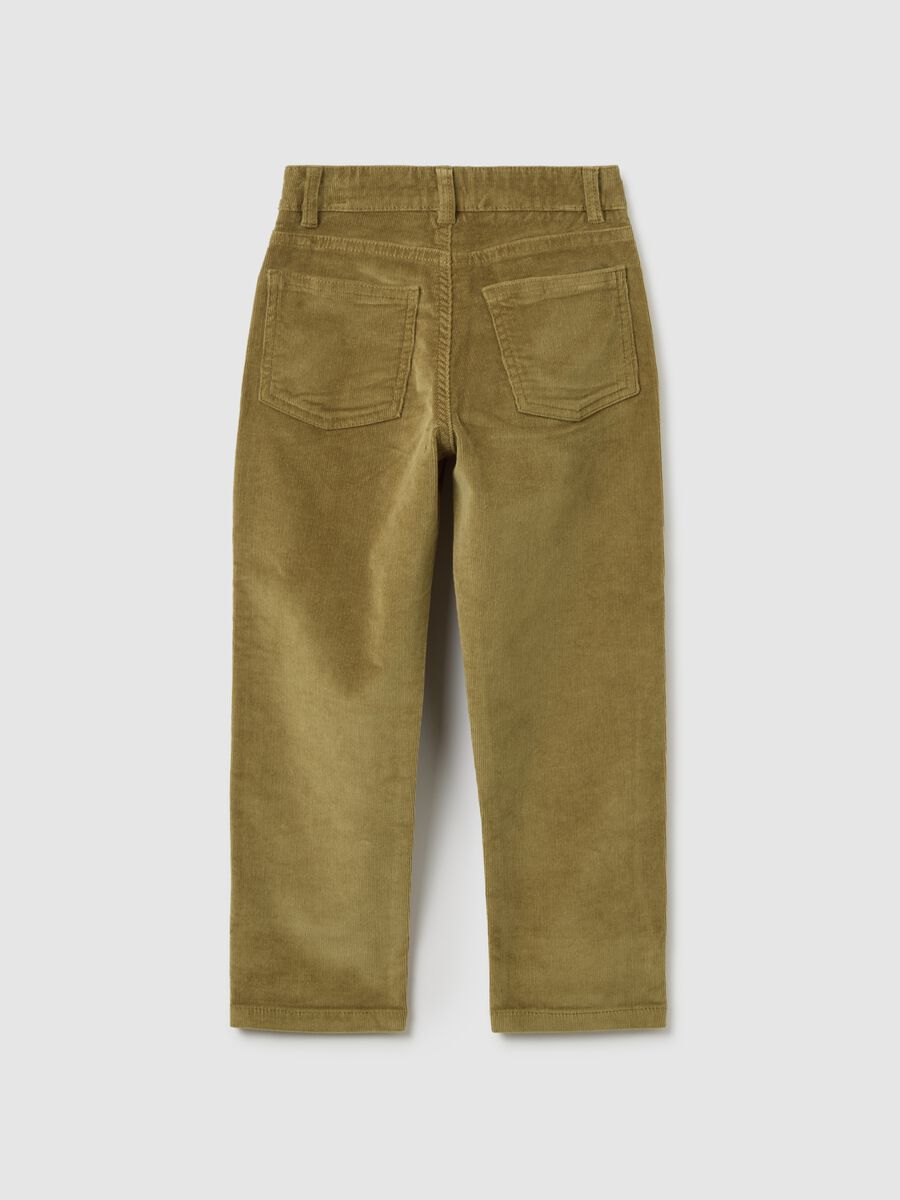 Children's regular fit cotton and brown velvet trousers_1