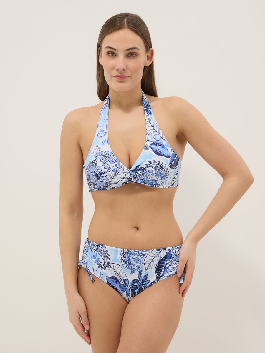 Blue stretch fabric bikini top_1