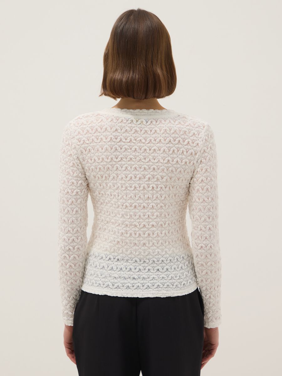 White cotton viscose blend knitted sweater with regular fit_2